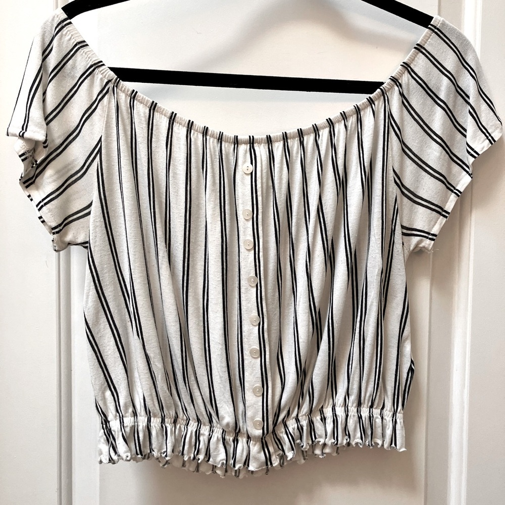 Off the shoulder H&M striped summer crop top